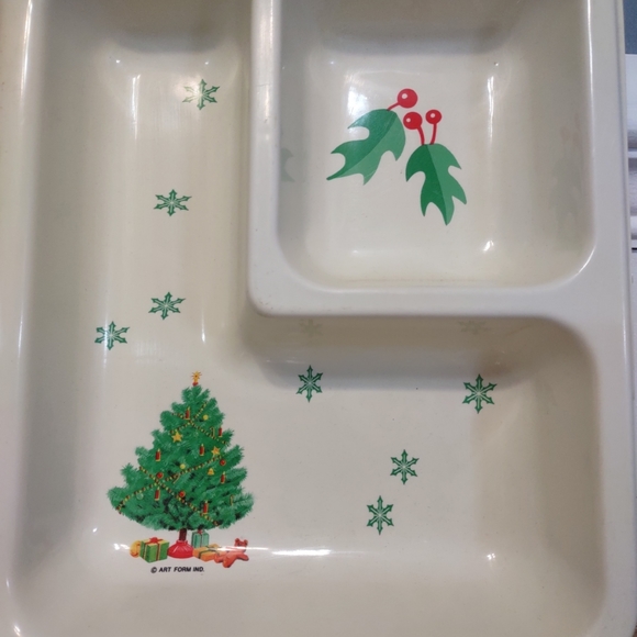 Art Form Ind Christmas Tree Chip Dip Rigid Plastic Divided Serving Tray Vintage - Picture 11 of 13
